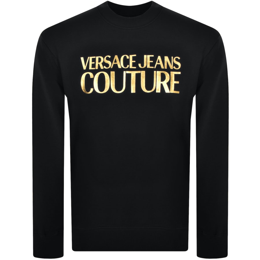 Versace jeans crew neck logo sweatshirt black outlet